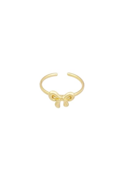 Ring strik - stainless steel sieraden - goud - strikje - dames - waterproof - Goudlief - roestvrijstalen ring - verstelbare ring - one size ring - ring voor kinderen - ring voor dames - kerst sieraden - kerst cadeau - moederdag - valentijn