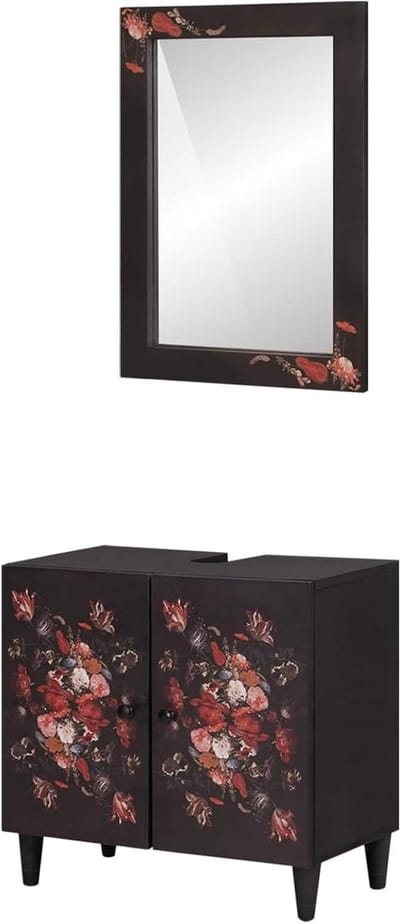 Badkamerkastset 2 stuks - Wandmeubel Set - Badkamer Opbergen - Massief Hout Mango - 62 x 33 x 58 cm