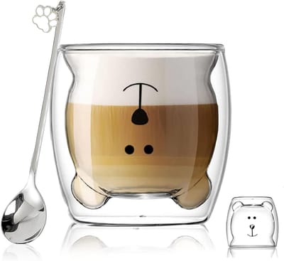 Schattige koffiekopjes en theeglazen met dubbele wandisolatie voor espresso en dranken, ideaal voor dierenliefhebbers