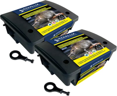 Edialux Rattenlokdozen set van 2, veilig lokaasstation met dubbel slot voor rattenbestrijding, waterbestendig ontwerp voor binnen & buiten, inclusief sleutel, bakje en lokaas-spies