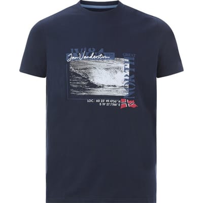 Jan Vanderstorm herren T-Shirt - 52/54 - donkerblauw - Plus Size