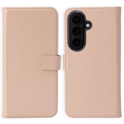 Selencia Hoesje - Geschikt voor Samsung Galaxy S26 - Echt Lederen Bookcase - Dusty Pink