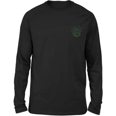 Rick and Morty Rick Embroidered Unisex Long Sleeved T-Shirt - Black - S