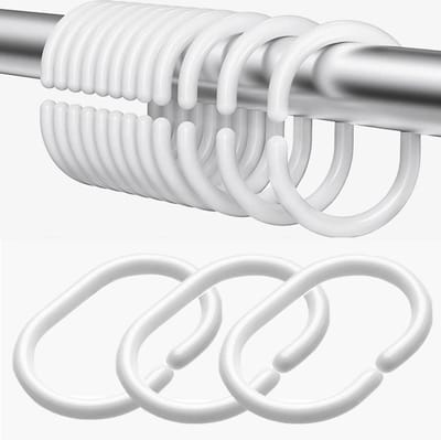 Douchegordijn Ringen Set met 12 stuks – Kunststof Shower Curtain Rings - Wit