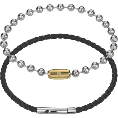 Echte leren/roestvrijstalen armband Marc Lauder