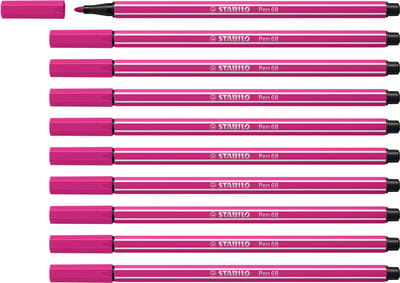 STABILO Pen 68 - Premium Viltstift - Roze Rood - Doos 10 stuks