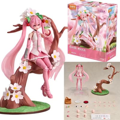 BLOKEES Originale Hatsune Miku Sakura Miku 17ème AVEC TOI Miracle Edition Version Q Figurine d'Action Jouet à Assembler Collection Cadeau