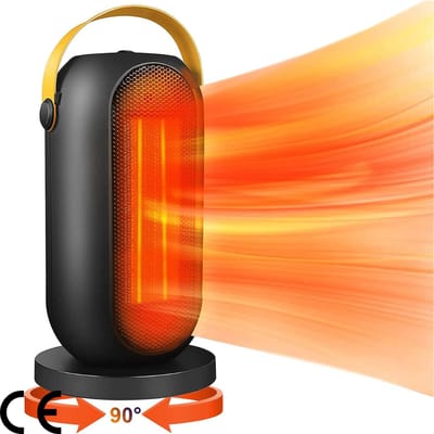Draagbare Keramische Ventilatorkachel 1200 W - Stil en Energiebesparend - Met 90° Oscillatie voor Badkamer - PTC-Keramische Verwarming - 3 Standen - Geschikt voor 20 m² Slaapkamers en Kantoren