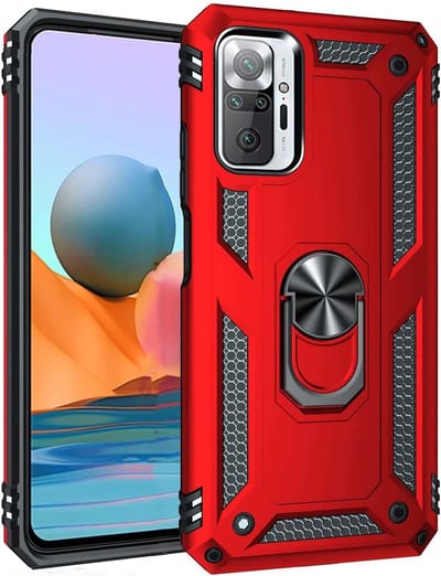 Geschikt voor Xiaomi Redmi Note 10 5G Ring Hoesje Armor Anti-shock Backcover Rood - Geschikt voor Xiaomi Redmi Note 10 5G - Redmi Note 10 5G Backcover kickstand Ring houder cover TPU backcover oTronica