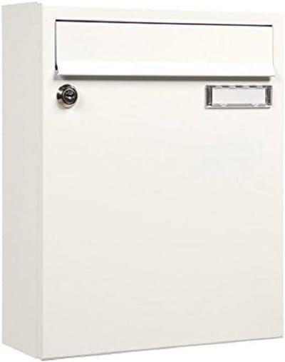 Brievenbus Sonate 133 wit met naamplaatje - Gecoat staal, 33 x 26 x 100 cm