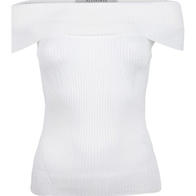 AllSaints Livia Top Chalk White Size: L | Tanks &amp; Camis Outlet | Dames | Wit