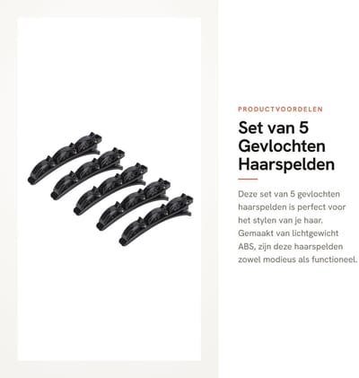 Dailygoods- Haarspelden Gevlochten - 5 Stuks - Draagbaar - Lichtgewicht - ABS - Voorkomt Glijden - Haaraccessoires