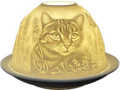Clayre & Eef Waxinelichthouder Ø 12x8 cm Wit Porselein Kat