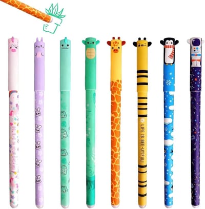 8 Stuks 0,5mm Uitwisbare Gelstiften met Diermotieven, Warmtegevoelige Inkt voor School en Kantoor, Creatief Schrijven en Tekenen, Meerkleurige Pennen