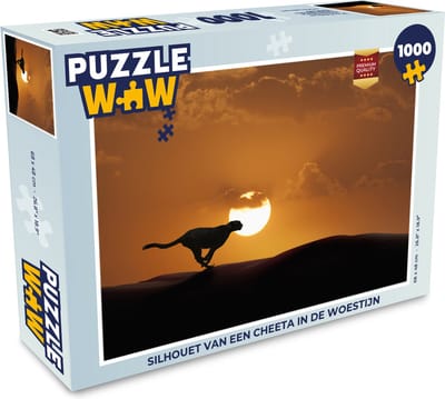 Puzzel Silhouet van een cheeta in de woestijn - Legpuzzel - Puzzel 1000 stukjes volwassenen