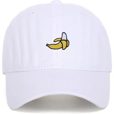 Banaan Geborduurde Baseballpetten voor Mannen en Vrouwen Outdoor Zonbescherming Eendenbek Petten Outdoor Reizen (WHITE,Adjustable)