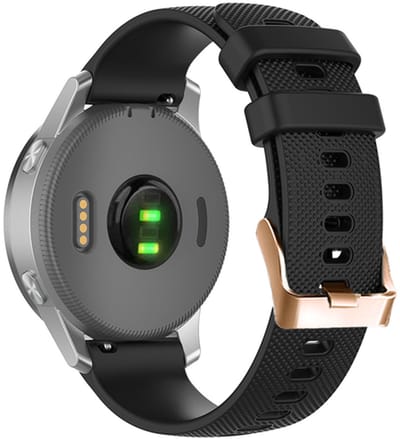 Stravo 18mm Siliconen Smartwatch Bandje - Geschikt voor Garmin Vivoactive 4S / Vivomove 3S / Venu 2S / Venu 3S / Venu 4 41mm / Forerunner 255S / 265S - Siliconen horlogebandje voor Huawei Watch GT 5 (42mm) / GT 5 Pro 42mm / GT 6 (41mm) - Zwart