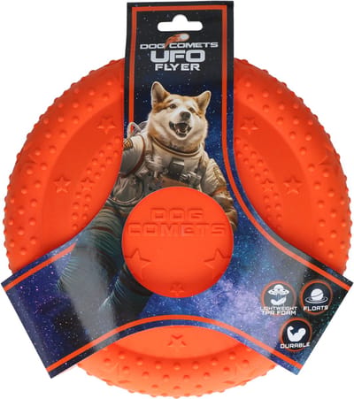 Dog Comets UFO Flyer - 24 x 24 x 2,5 cm - Frisbee Hond - Hondenspeeltjes - Hondenspeelgoed - Kauwspeelgoed - Apporteerspeelgoed - Oranje