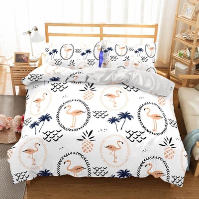 Roze Flamingo Beddengoed Collectie Enkel Twin Volledig Queen King Maat Flamingo Bed Collectie Volwassen Kinder Slaapkamer Dekbedovertrek Collecties 3D Anime 013 AU Queen(210x210cm)