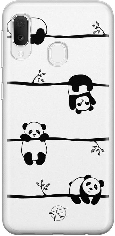Hoesje geschikt voor Samsung Galaxy A20e - Panda - Soft Case - TPU - Print - Zwart - Mooie Telefoonhoesjes