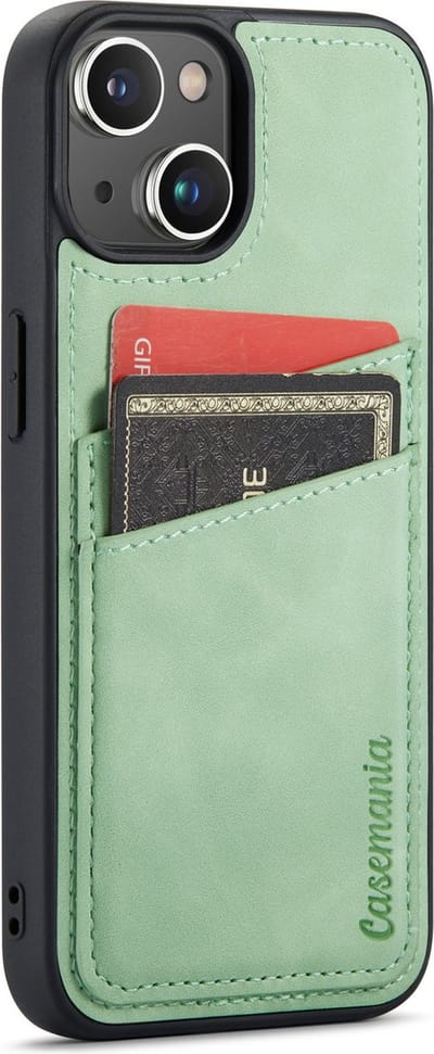 Casemania Hoesje Geschikt voor Apple iPhone 14 - met Pasjeshouder Pistache Green - Back Cover met Kaarthouder