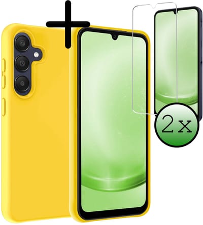 Hoesje Met 2x Screenprotector - Geschikt voor Samsung Galaxy A26 - Sterk & Shockproof - Back Cover - Siliconen Case - Telefoon Hoes - Geel