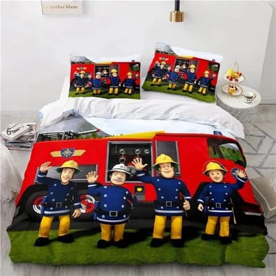 Cartoon Brandweerman Sam Speelgoed Beddengoed Set Dekbedovertrek Bedset Dekbedovertrek Kussensloop Dekbed King Queen Maat Jongens Volwassenen Beddengoedset AU Single 140x210cm