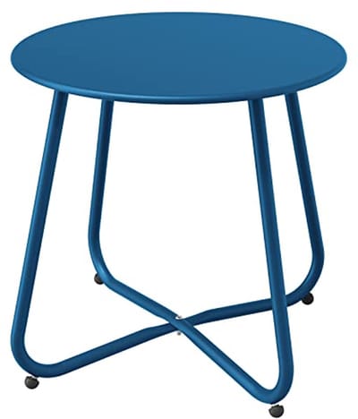 Ronde bijzettafel - Tuinmeubel Tafel - Buiten genieten - Roestbestendig staal - 45 cm - Peacock Blue