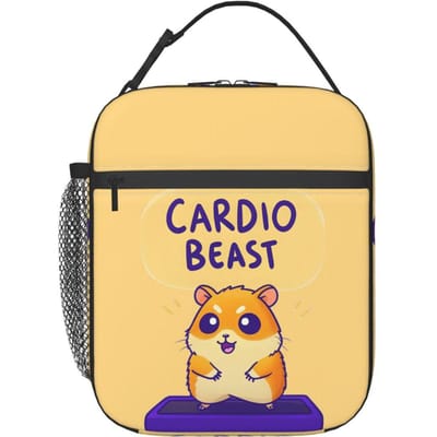 Cardio Beast Hamster Workout Sticker Geïsoleerde Lunchtas voor Vrouwen Kinderen Draagbare Voedseldozen Thermische Lunchbox Tote One Size