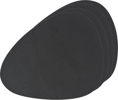 Zeller placemats lederlook - 4x - 34 x 42 cm - zwart