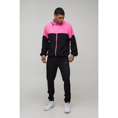 Regular Fit Heren Actief Kleurblok Windbreaker Trainingspak | Black | Size XS