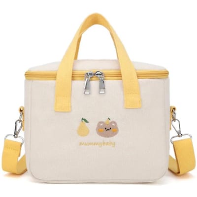 Schattige beer lunchtas meisjes geïsoleerde canvas koeltas handtas aluminiumfolie thermische voedseldoos familie school picknick dinercontainer