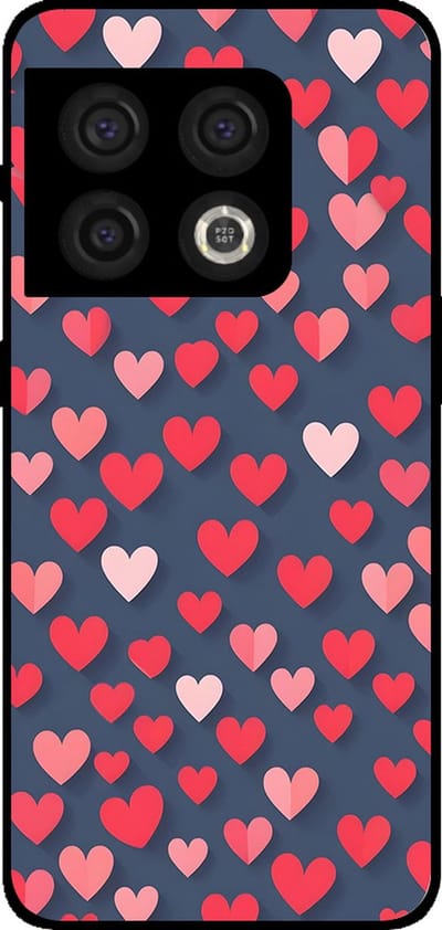 Smartphonica Telefoonhoesje Geschikt voor OnePlus 10 Pro met Roze en Rode Hartjes Opdruk - TPU Backcover Case With Rosé and Red Heart Design geschikt voor OnePlus 10 Pro
