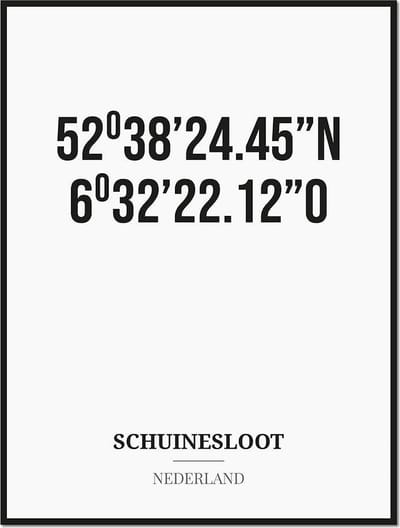 Poster/kaart SCHUINESLOOT met coördinaten