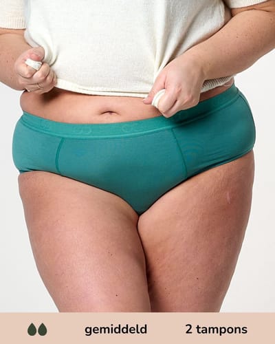 Moodies menstruatie ondergoed - Bamboe Hipster - gemiddeld kruisje - maat XL - groen