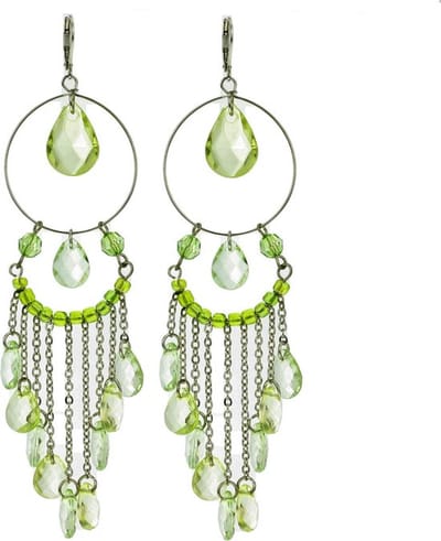 Behave - Oorbellen hanger groen kristal - Boho chic - Festival stijl
