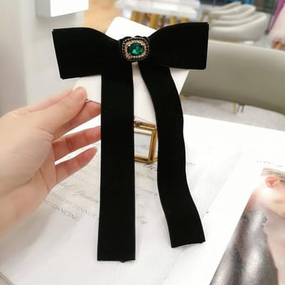 Broche Nœud Papillon en Velours Vintage Tissu Cristal Nœud Papillon Cravate Col de Chemise Luxe Bijoux de Mariage Cadeaux Pour Femmes Accessoires black