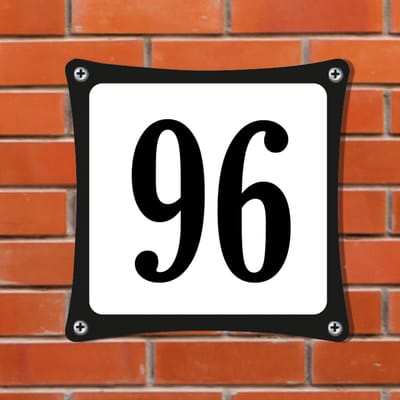Decoporta Huisnummerbord Emaille-Look - Nummer 96 - Standaard - 10 x 10 cm | incl. schroeven
