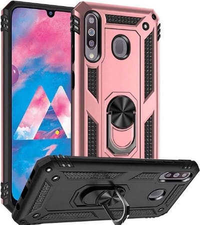 LuxeBass Hoesje geschikt voor Motorola G8 Power Hoesje - Anti-Shock Hybrid Ring Armor Rosegoud
