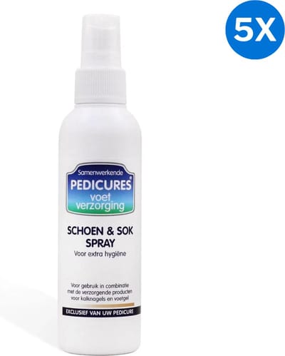 5x Samenwerkende Pedicures Schoen en Sok Spray Samenwerkende Pedicures - Wit - Hygiënische en frisse sokken en schoenen