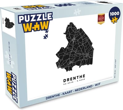 Puzzel Drenthe - Kaart - Nederland - Wit - Legpuzzel - Puzzel 1000 stukjes volwassenen