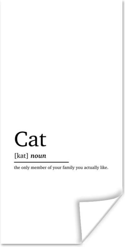 Poster Woordenboek - Quotes - Spreuken - Kat definitie - Cat - 80x160 cm