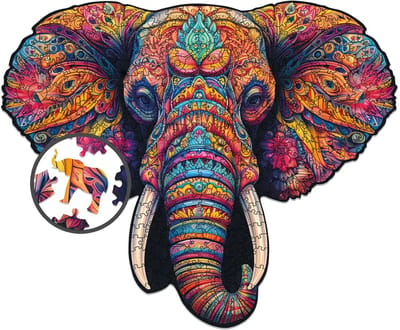 Milliwood - PH622 Houten Puzzel XXL Majestueus Olifant | 3D Puzzels bouwpakket | Hobby Speelgoed voor kinderen & volwassenen | Wanddecoratie Woonkamer | 400 stukjes Ø45cm