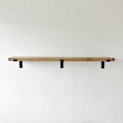 GoudmetHout® Wandplank Industrieel - 160 x 25 cm Muurplank - Eiken Hout - Decoratie Wandrek & Boekenrek - Hangplank Keuken - Wall Shelf + 2 Mat Blanke Plankdragers van Staal