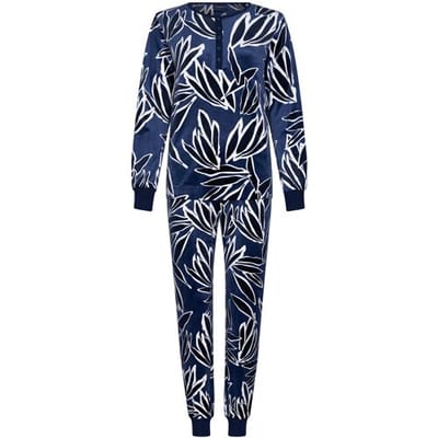 Pastunette Duurzame velours pyjama bamboebladeren Blauw vrouw 44