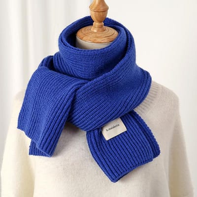 Warm Gebreide Wol Zachte Sjaal Dames Effen Koreaanse Stijl Dunne Lange Wolgaren Herfst Winter Reizen Casual Nekwarmer Bufanda 25x150cm blue