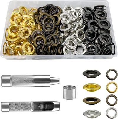 Zeilring Gereedschapset - Ringtang Set - Stoffen Versterken - Corrosiebestendig Metaal - 14 mm Oogringen - Vier Kleuren