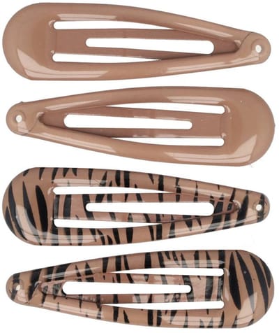Haarsoires Haarspeld Klikklak 5cm - Dierenprint - Epoxy - Bruin - Set van 4 - Haarclip Speldjes - Makkelijk in Gebruik - Haaraccessoires voor Volwassenen & Kinderen - Hair Clip - Decoratieve Haaraccessoire