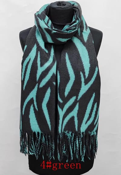 Dames warme sjaal met print herfst/winter SQ24-6 180x68CM zwart/groen
