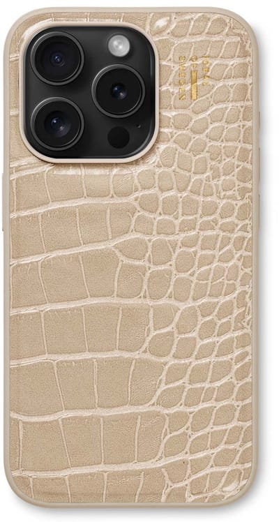 iDeal of Sweden Vegan Leather Backcover geschikt voor Apple iPhone 15 Pro - Warm Beige Croco